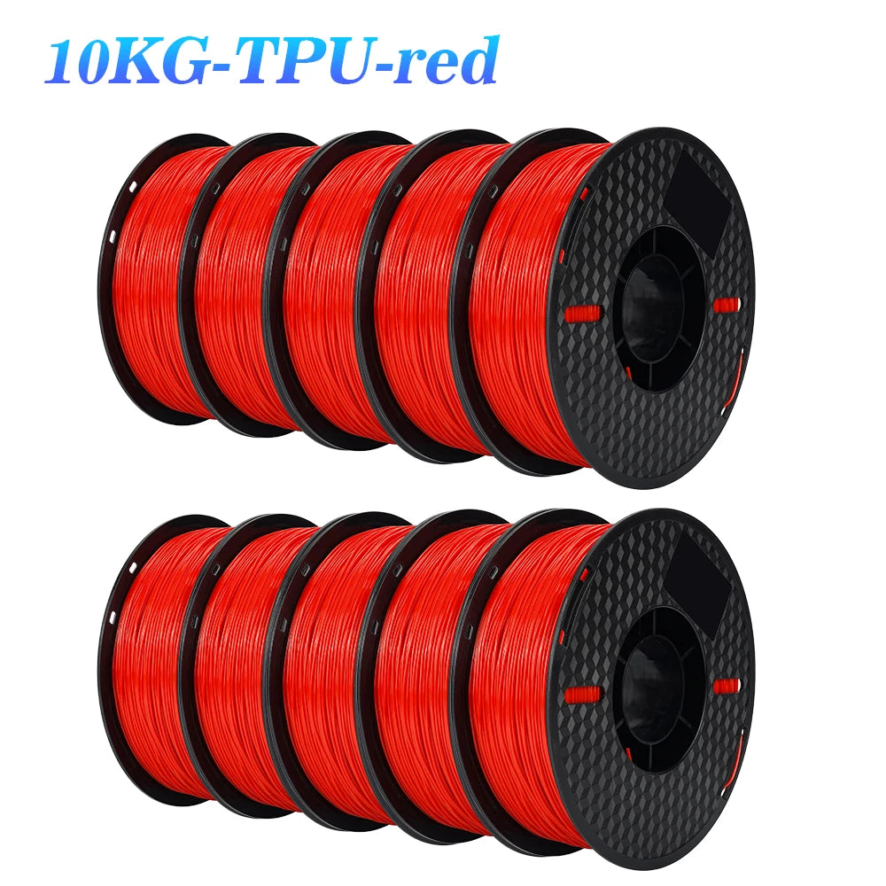 22LBS TPU PETG PLA filament 3D Printer Filament 10 Rolls 1KG 1.75MM Odorless Eco-Friendly Good Tougness No Bubble Mix Color Set
