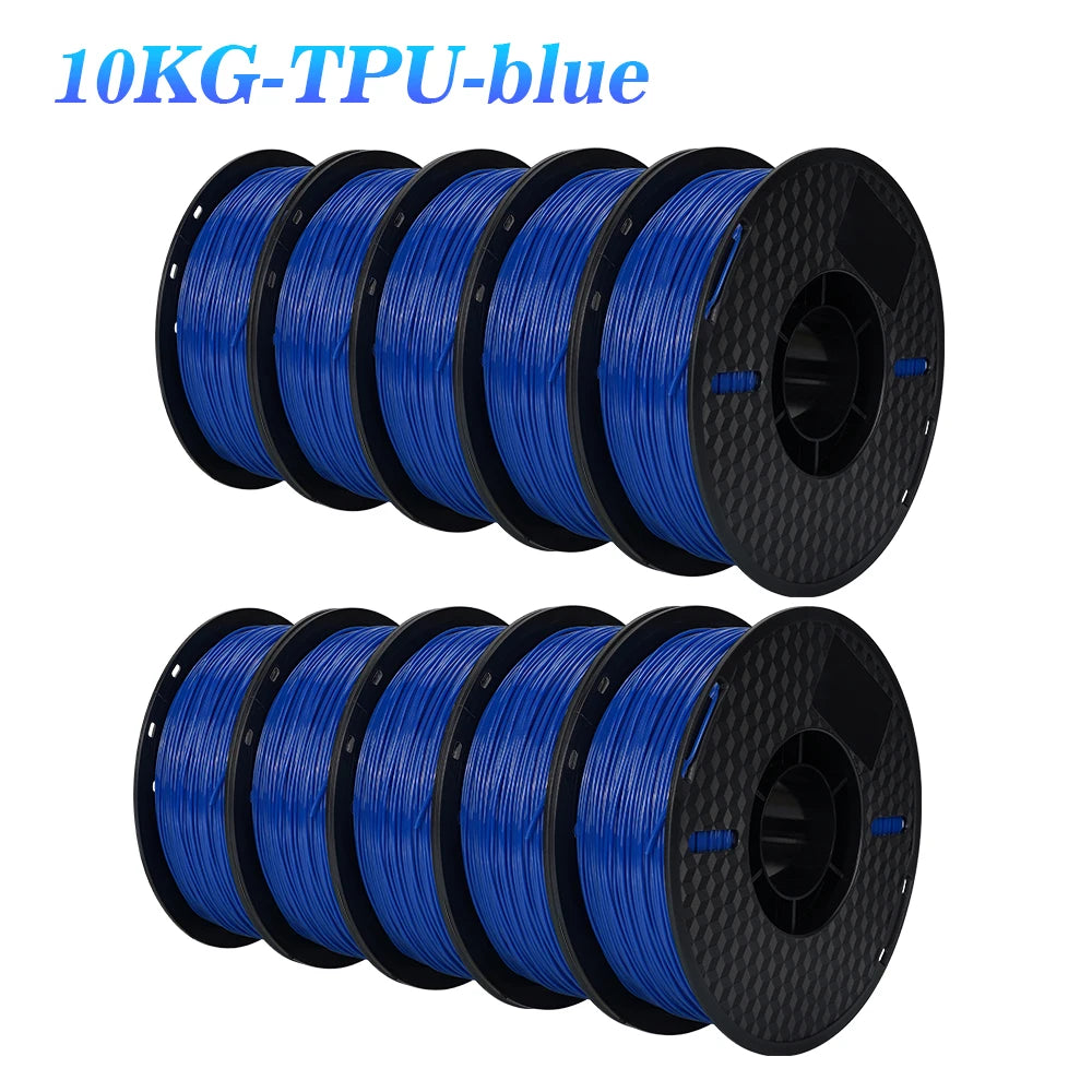 22LBS TPU PETG PLA filament 3D Printer Filament 10 Rolls 1KG 1.75MM Odorless Eco-Friendly Good Tougness No Bubble Mix Color Set