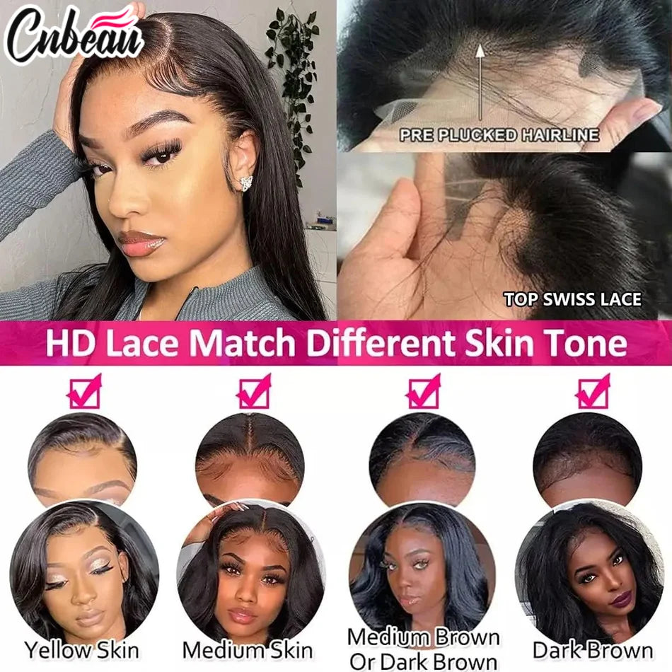 250 Density 13x4 13x6 Straight HD Transparent Lace Front Human Hair Wig 50 52 Inch Pre Plucked Lace Frontal Wigs Bone Brazilian