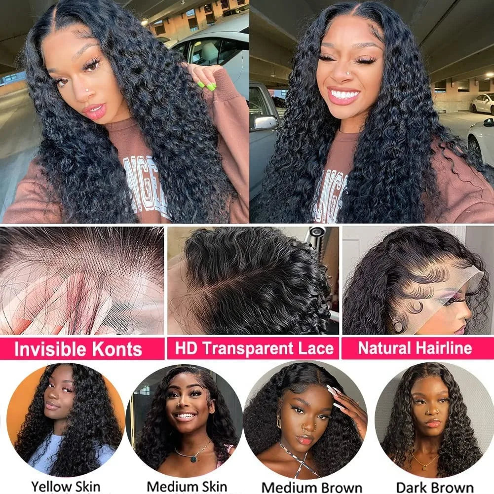 42 36 Inch 13x4 13x6 HD Deep Wave Lace Frontal Wig Brazilian Loose Water Curly Lace Front Human Hair Wigs For Women 200 Density