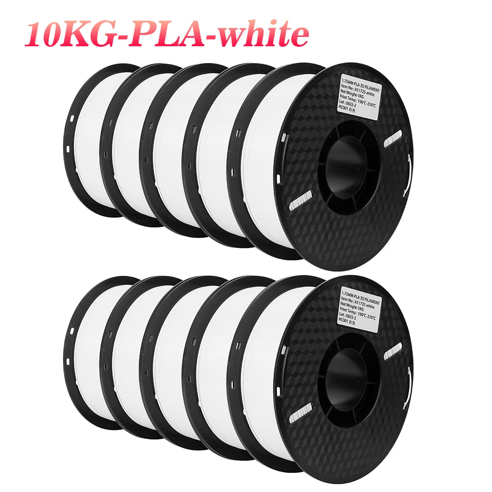 22LBS TPU PETG PLA filament 3D Printer Filament 10 Rolls 1KG 1.75MM Odorless Eco-Friendly Good Tougness No Bubble Mix Color Set