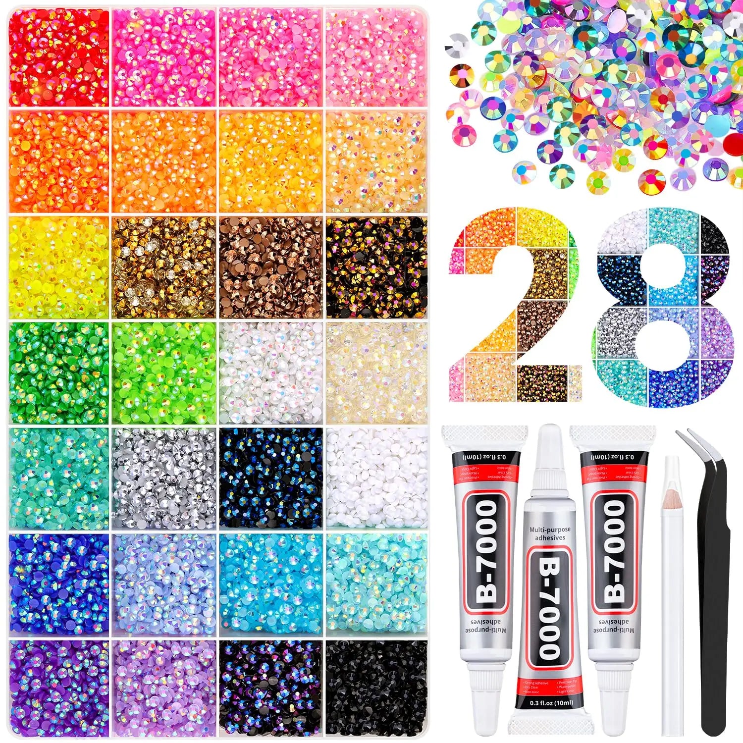1Box/1Set Hot Selling Flash Nail Rhinestones Bedazzling Kit 3mm Multi-style Colorful Resin Nail Diamond Jewelry DIY Nails Parts