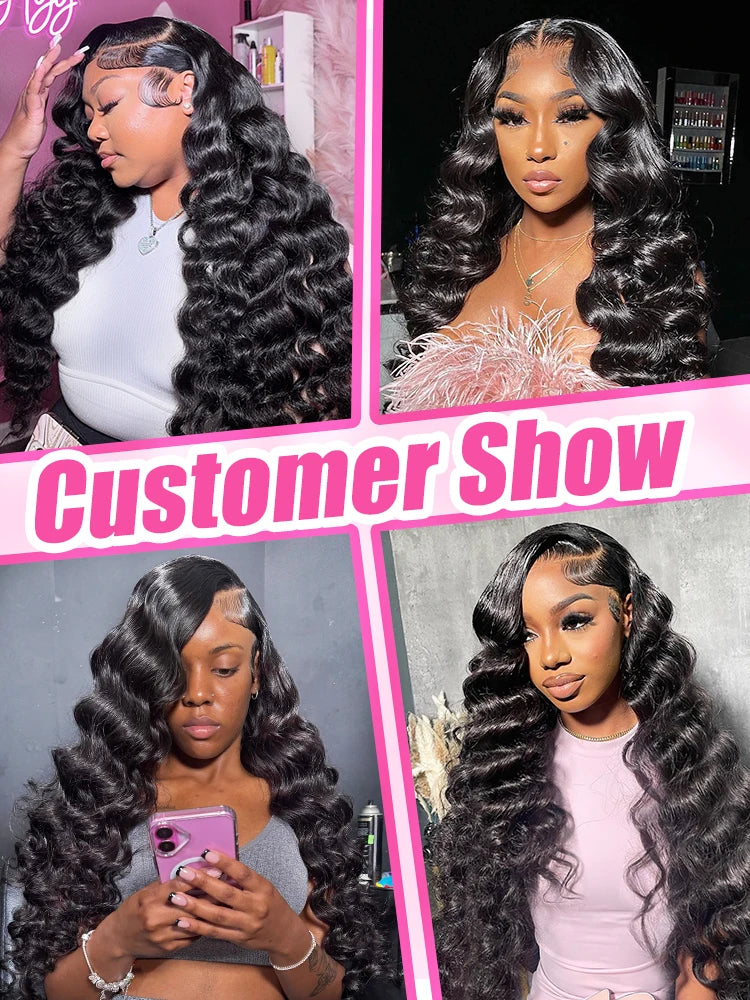 30 40 Inch Loose Wave Wigs Human Hair Black Deep Wave 13x6 HD Lace Frontal Curly Lace Front Human Hair Wig Brazilian For Women