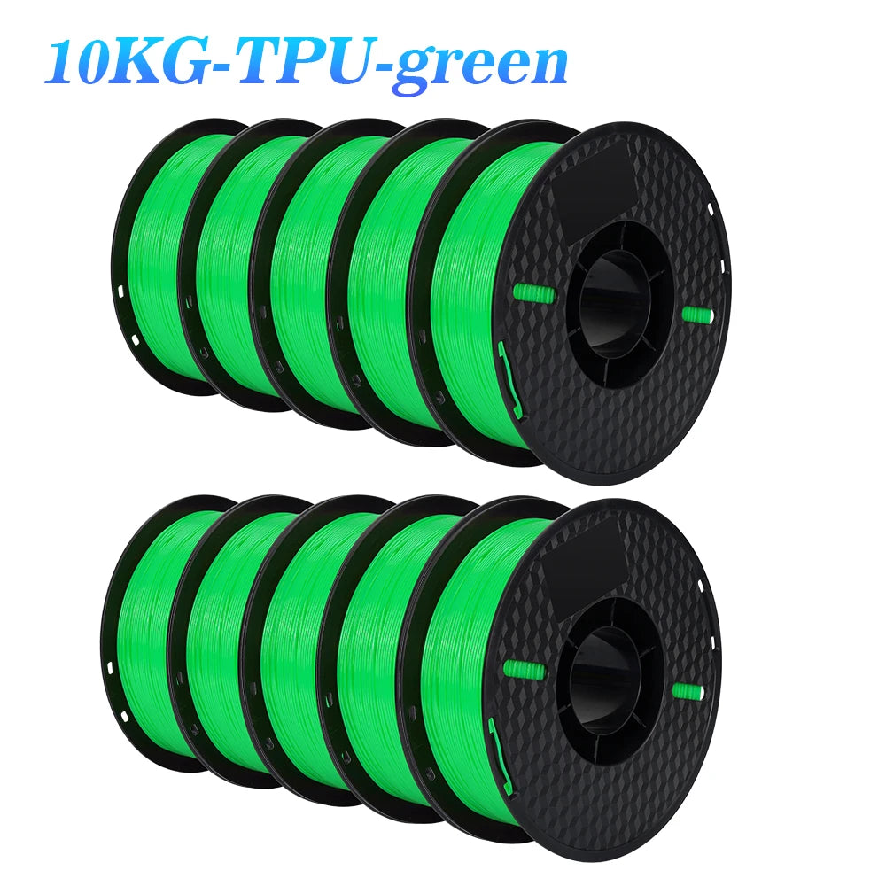 22LBS TPU PETG PLA filament 3D Printer Filament 10 Rolls 1KG 1.75MM Odorless Eco-Friendly Good Tougness No Bubble Mix Color Set