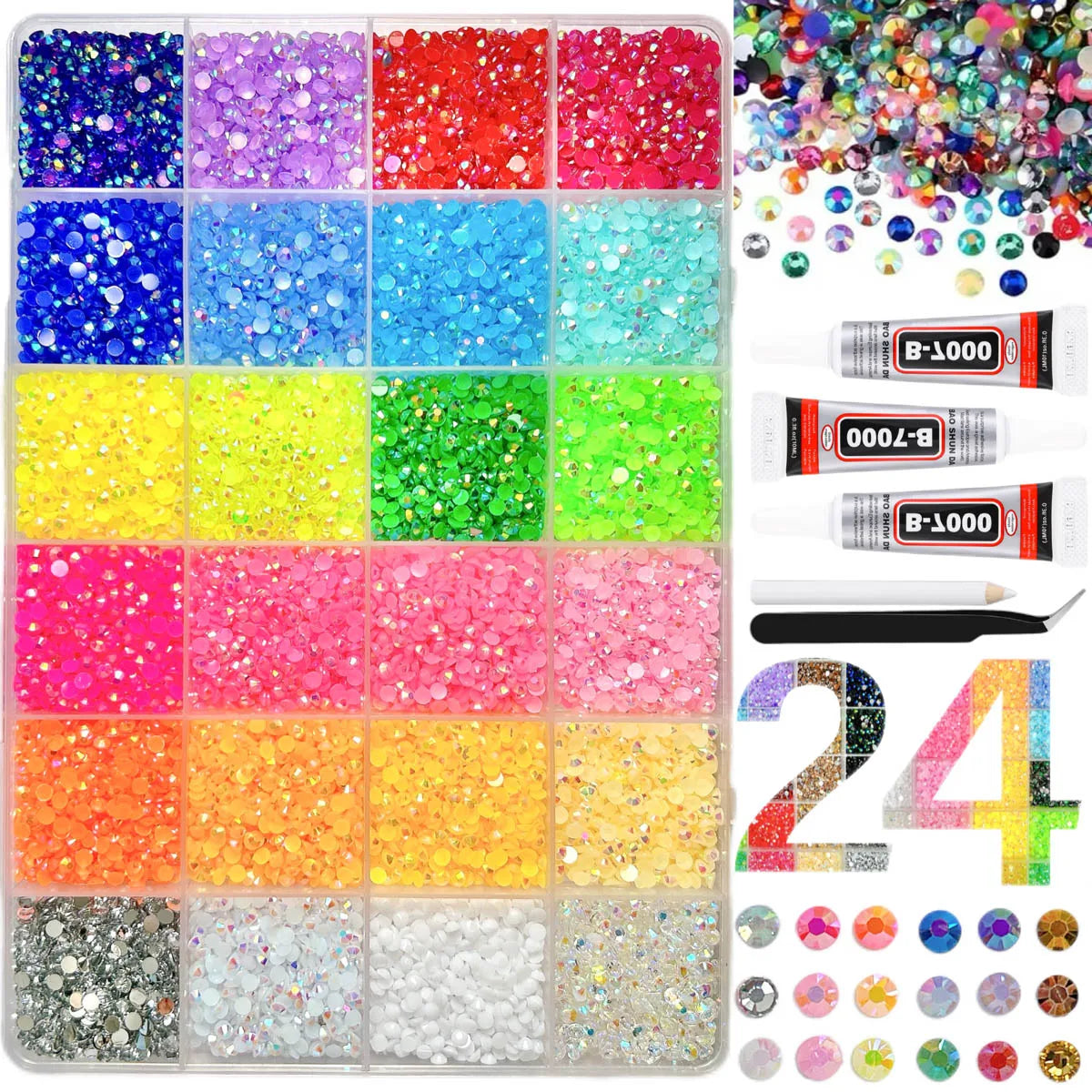 1Box/1Set Hot Selling Flash Nail Rhinestones Bedazzling Kit 3mm Multi-style Colorful Resin Nail Diamond Jewelry DIY Nails Parts