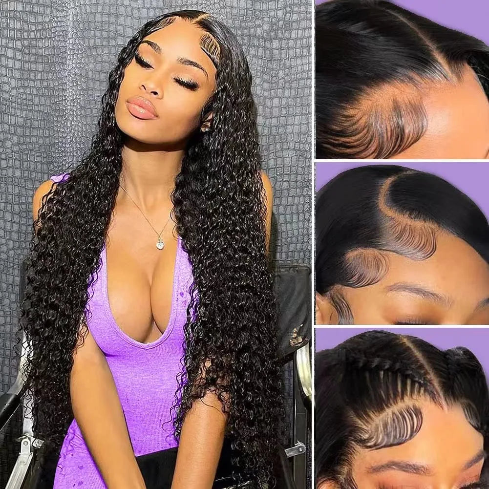 42 36 Inch 13x4 13x6 HD Deep Wave Lace Frontal Wig Brazilian Loose Water Curly Lace Front Human Hair Wigs For Women 200 Density