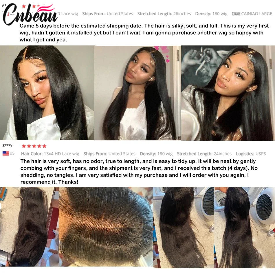 250 Density 13x4 13x6 Straight HD Transparent Lace Front Human Hair Wig 50 52 Inch Pre Plucked Lace Frontal Wigs Bone Brazilian