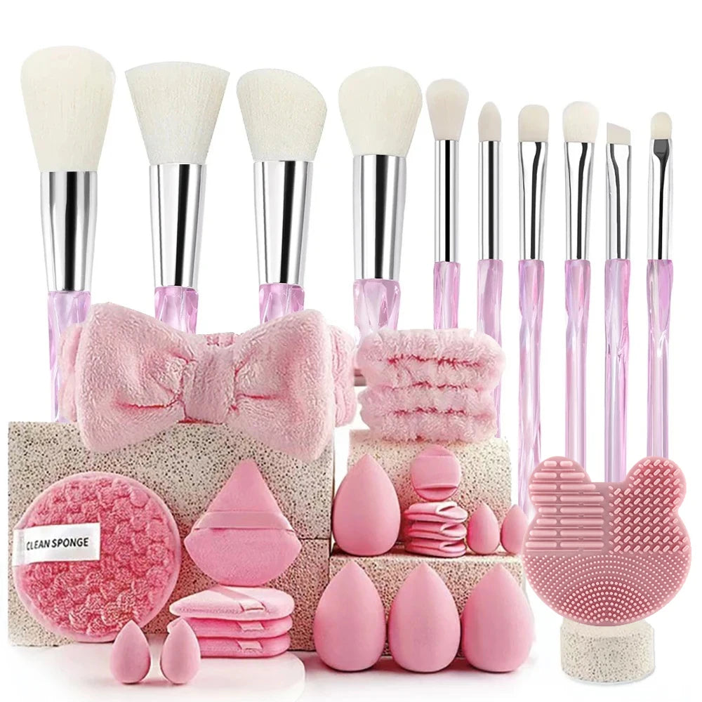 13/33pcs Professional Makeup Brush Set with Accessories for Combination Skin- Featuring Soft Brushes，Suitable for Beginners