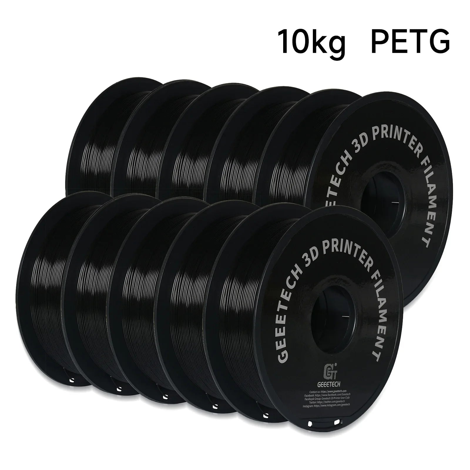 GEEETECH 10Kg In One Box Matte/PETG/Silk PLA/TPU/ABS+ 3D PLA Filament 1.75mm Spool Wire For 3D Printer Material,Safety