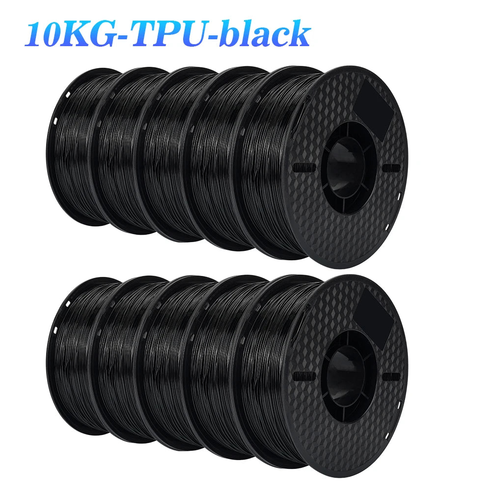 22LBS TPU PETG PLA filament 3D Printer Filament 10 Rolls 1KG 1.75MM Odorless Eco-Friendly Good Tougness No Bubble Mix Color Set