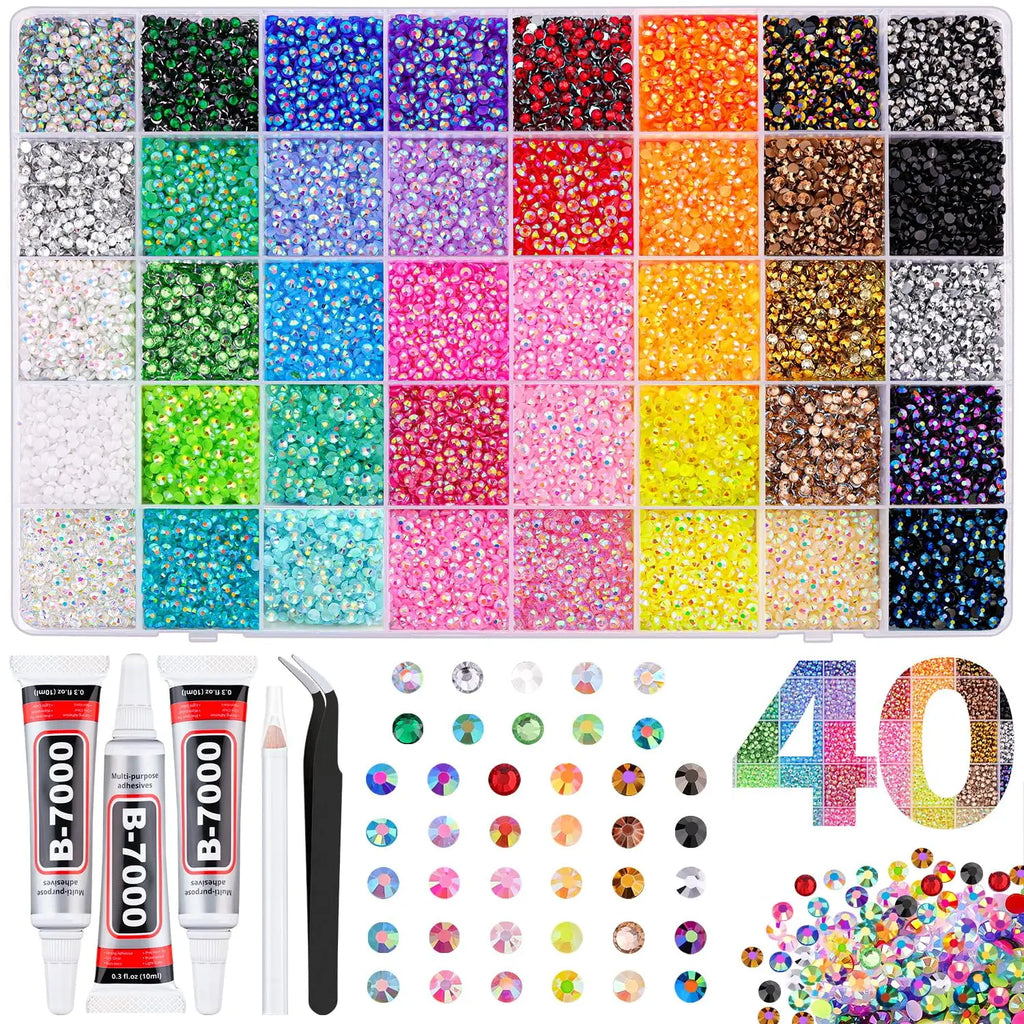 1Box/1Set Hot Selling Flash Nail Rhinestones Bedazzling Kit 3mm Multi-style Colorful Resin Nail Diamond Jewelry DIY Nails Parts