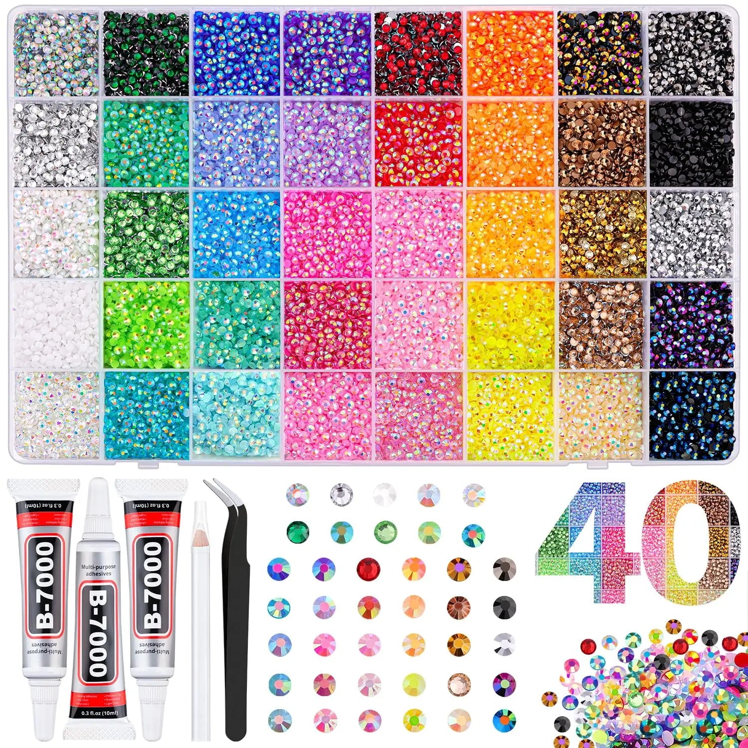 1Box/1Set Hot Selling Flash Nail Rhinestones Bedazzling Kit 3mm Multi-style Colorful Resin Nail Diamond Jewelry DIY Nails Parts