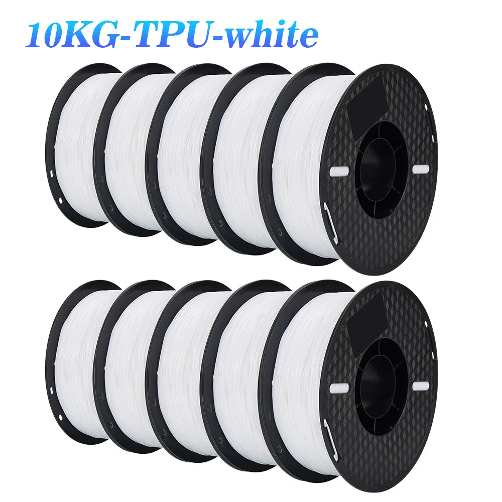 22LBS TPU PETG PLA filament 3D Printer Filament 10 Rolls 1KG 1.75MM Odorless Eco-Friendly Good Tougness No Bubble Mix Color Set