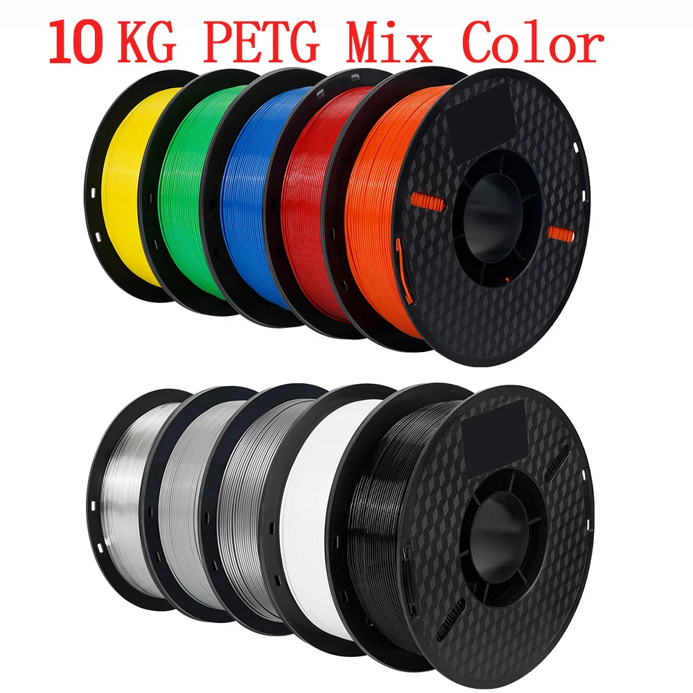 22LBS TPU PETG PLA filament 3D Printer Filament 10 Rolls 1KG 1.75MM Odorless Eco-Friendly Good Tougness No Bubble Mix Color Set