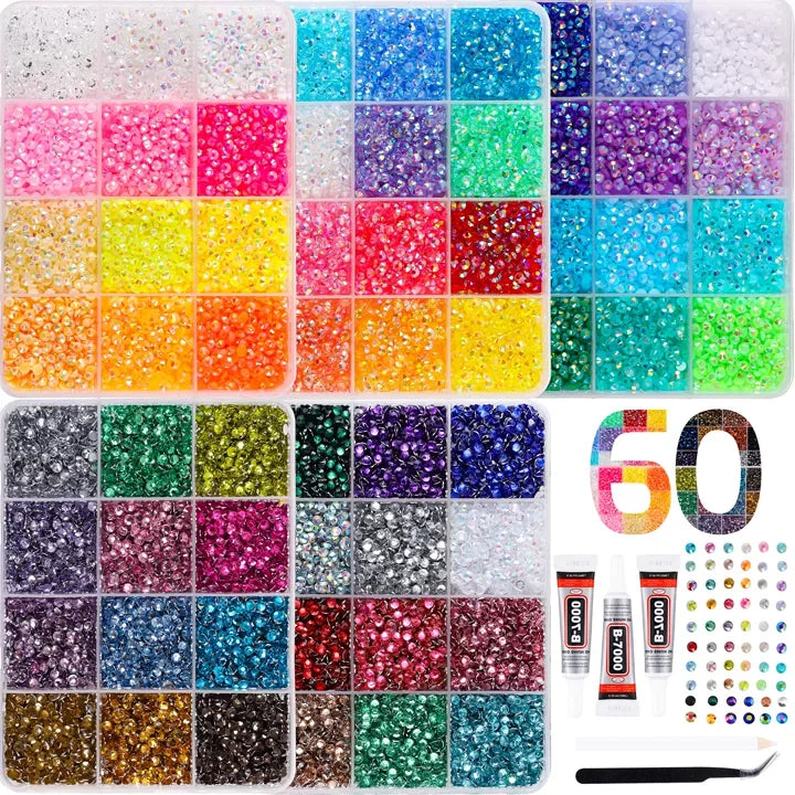 1Box/1Set Hot Selling Flash Nail Rhinestones Bedazzling Kit 3mm Multi-style Colorful Resin Nail Diamond Jewelry DIY Nails Parts