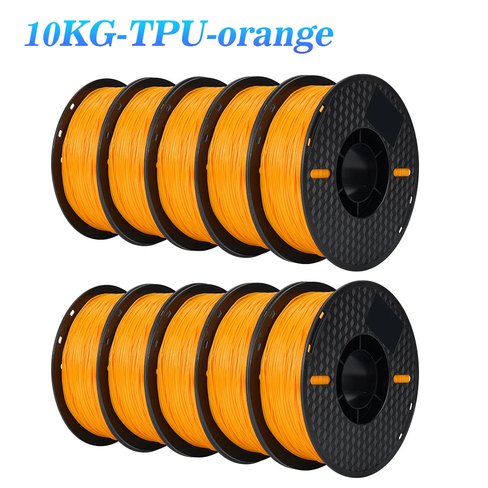 22LBS TPU PETG PLA filament 3D Printer Filament 10 Rolls 1KG 1.75MM Odorless Eco-Friendly Good Tougness No Bubble Mix Color Set