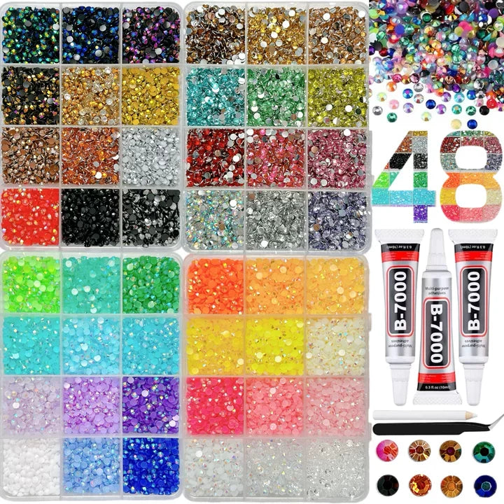 1Box/1Set Hot Selling Flash Nail Rhinestones Bedazzling Kit 3mm Multi-style Colorful Resin Nail Diamond Jewelry DIY Nails Parts