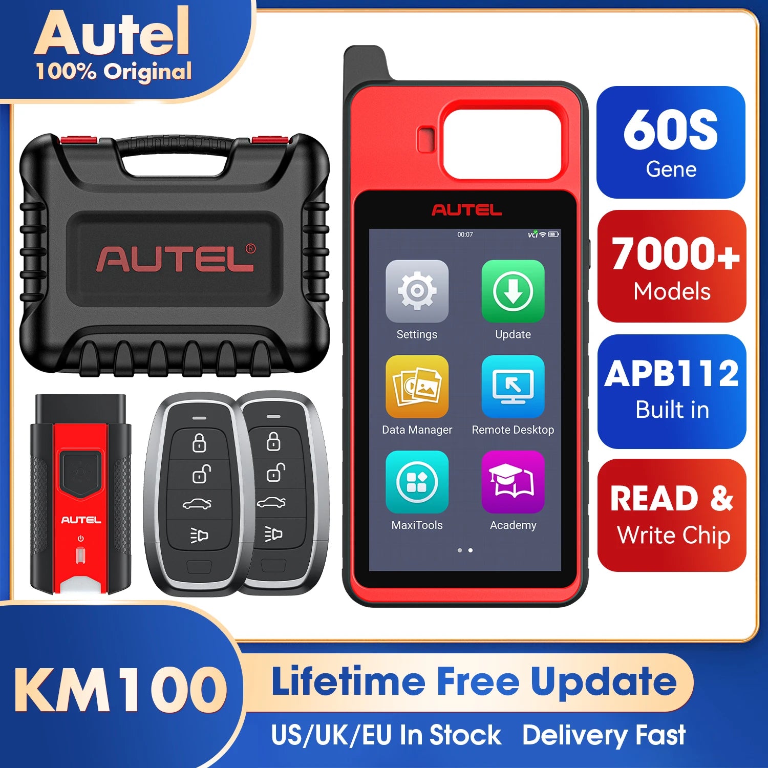 Autel MaxiIM KM100 KM100X Key Tool Car IMMO Universal Key Generator Kit Support All key Lost,Delete Key Key Programmer,Add Key