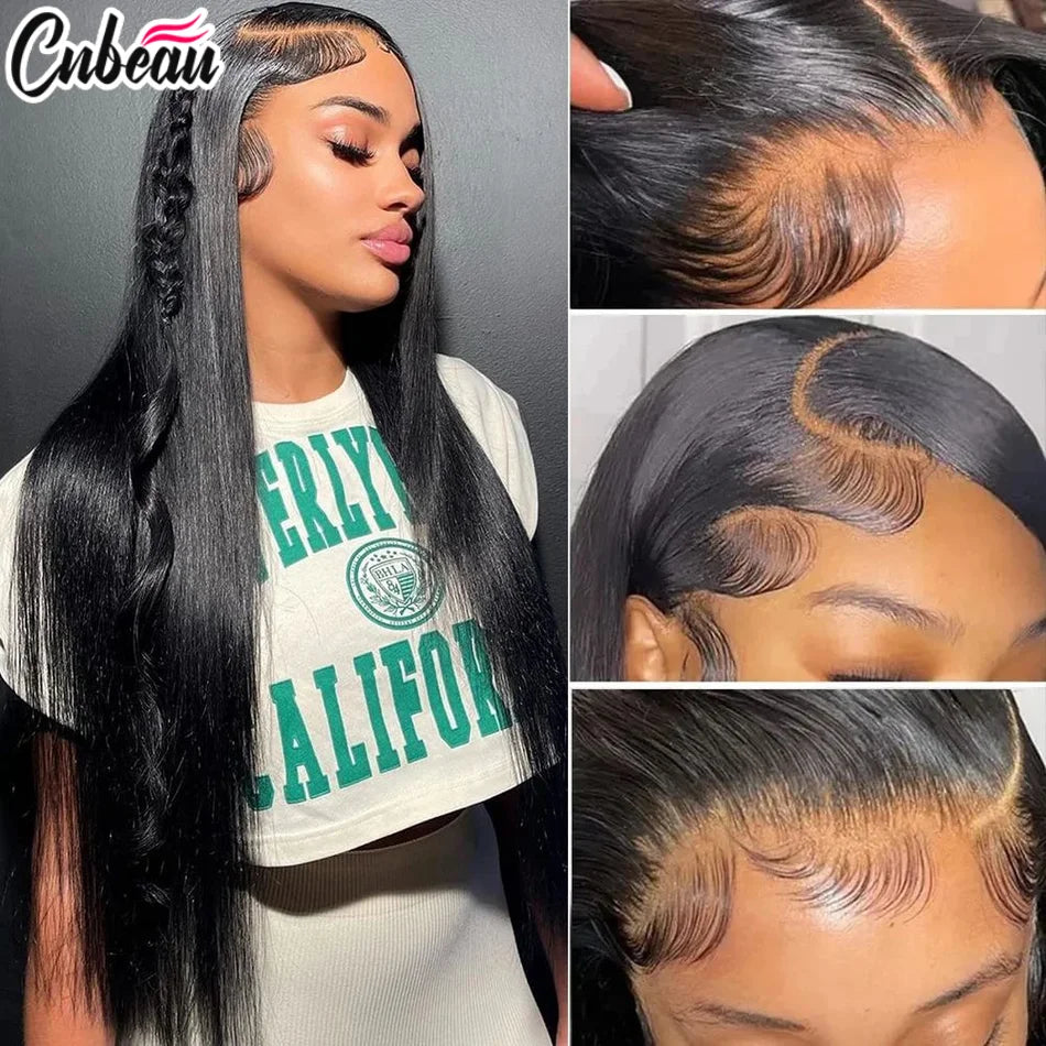 250 Density 13x4 13x6 Straight HD Transparent Lace Front Human Hair Wig 50 52 Inch Pre Plucked Lace Frontal Wigs Bone Brazilian