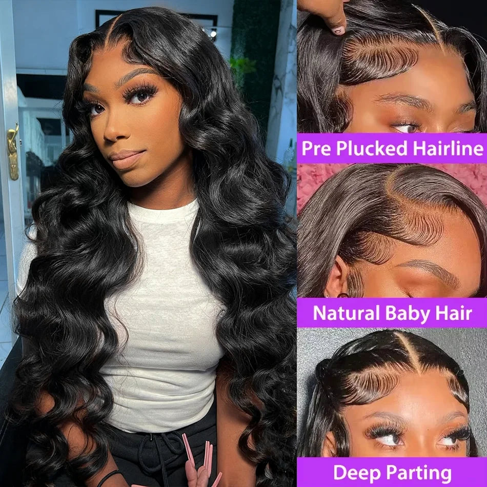 Kerriebeauty 40 Inch Body Wave Glueless 5x5 Lace Front Wig Brazilian 13x4 13x6 HD Water Wave Lace Frontal Wigs Human Hair