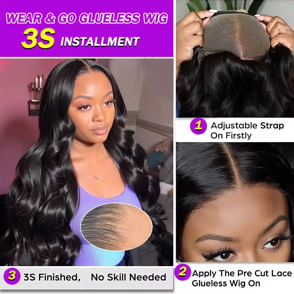 Kerriebeauty 40 Inch Body Wave Glueless 5x5 Lace Front Wig Brazilian 13x4 13x6 HD Water Wave Lace Frontal Wigs Human Hair