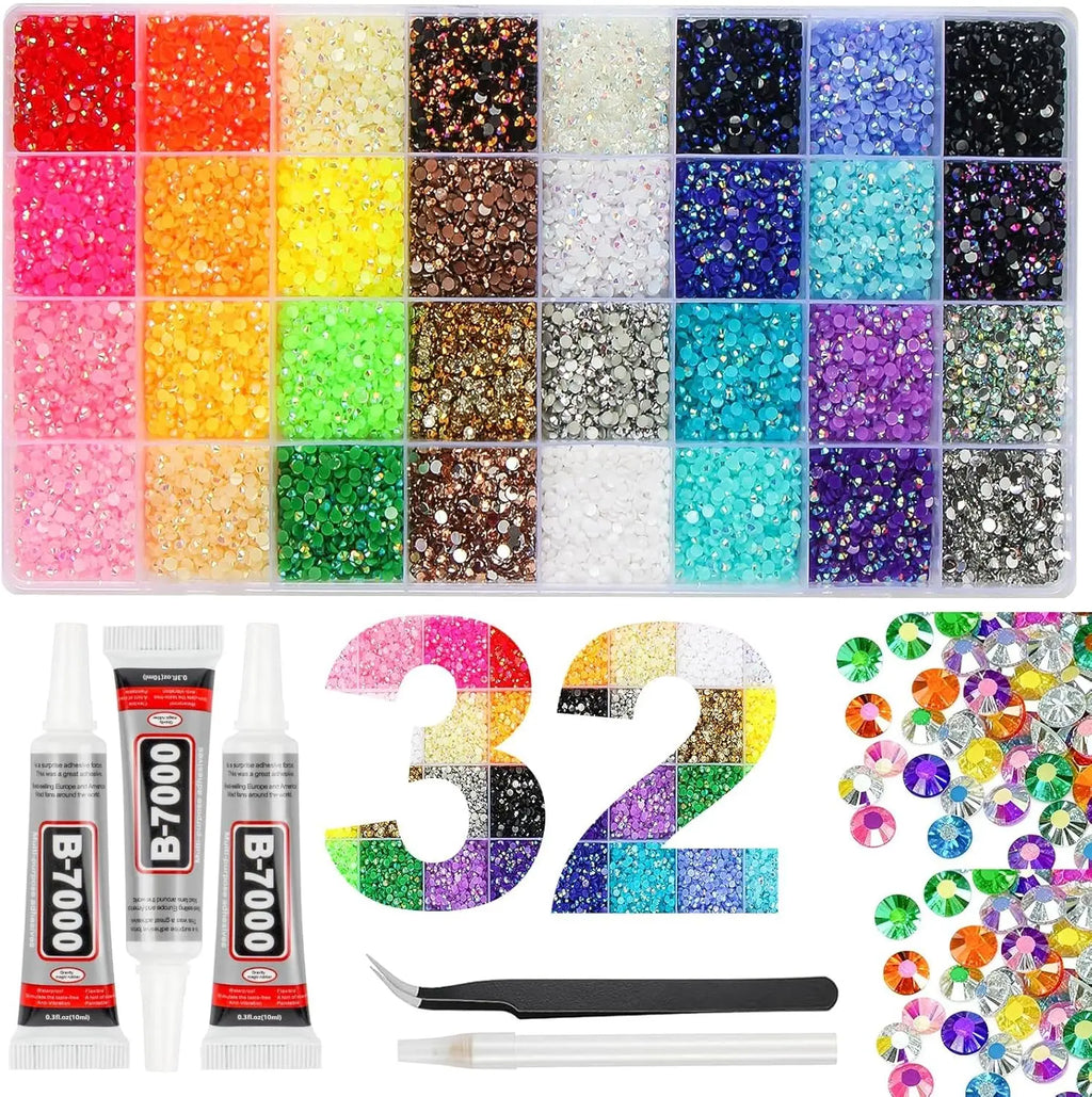 1Box/1Set Hot Selling Flash Nail Rhinestones Bedazzling Kit 3mm Multi-style Colorful Resin Nail Diamond Jewelry DIY Nails Parts