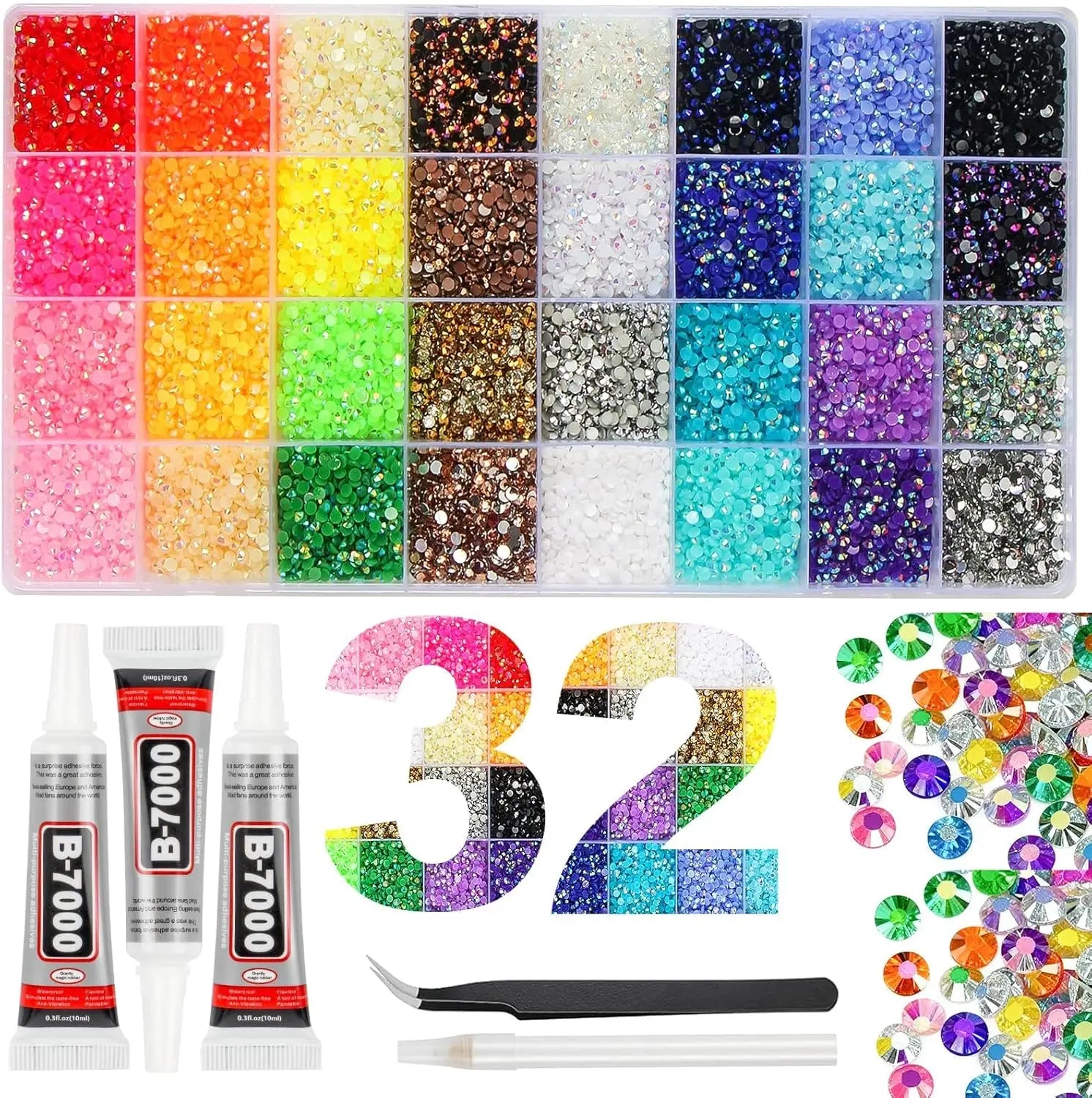 1Box/1Set Hot Selling Flash Nail Rhinestones Bedazzling Kit 3mm Multi-style Colorful Resin Nail Diamond Jewelry DIY Nails Parts