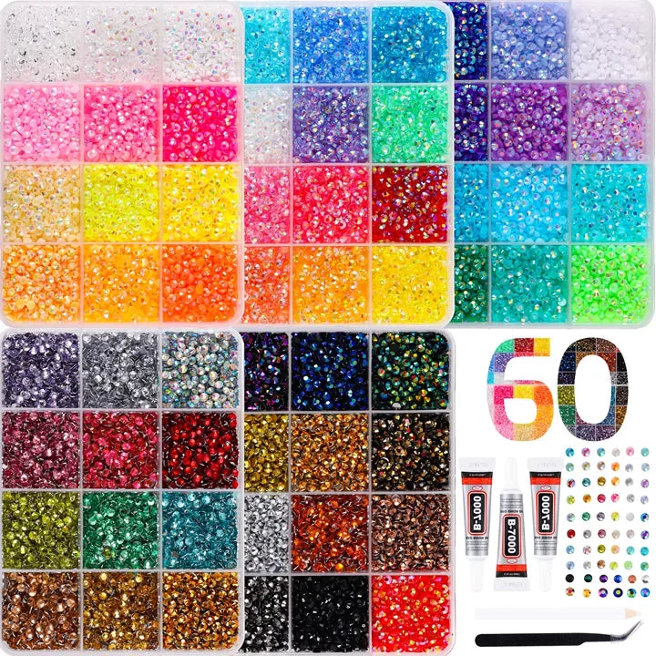 1Box/1Set Hot Selling Flash Nail Rhinestones Bedazzling Kit 3mm Multi-style Colorful Resin Nail Diamond Jewelry DIY Nails Parts
